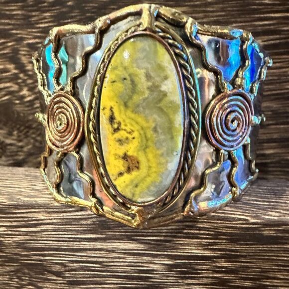 BumbleBee Jasper Adjustable Cuff Bracelet with Mixed Metals - Gift Box Included - Picture 6 of 12